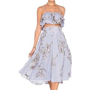 NWT Tularosa Carver Barrette Top & Chambray Skirt Set Floral